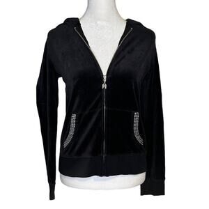 Victoria's Secret black velour zip up hoodie size M
